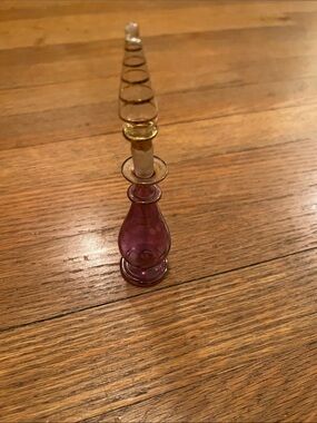 Hand-Blown Glass Perfume Bottle - Purple and Amber